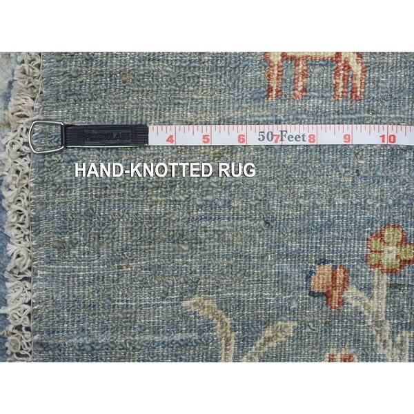 Shahbanu Rugs Silver Blue Fine Peshawar Folk Art Willow and Cypress